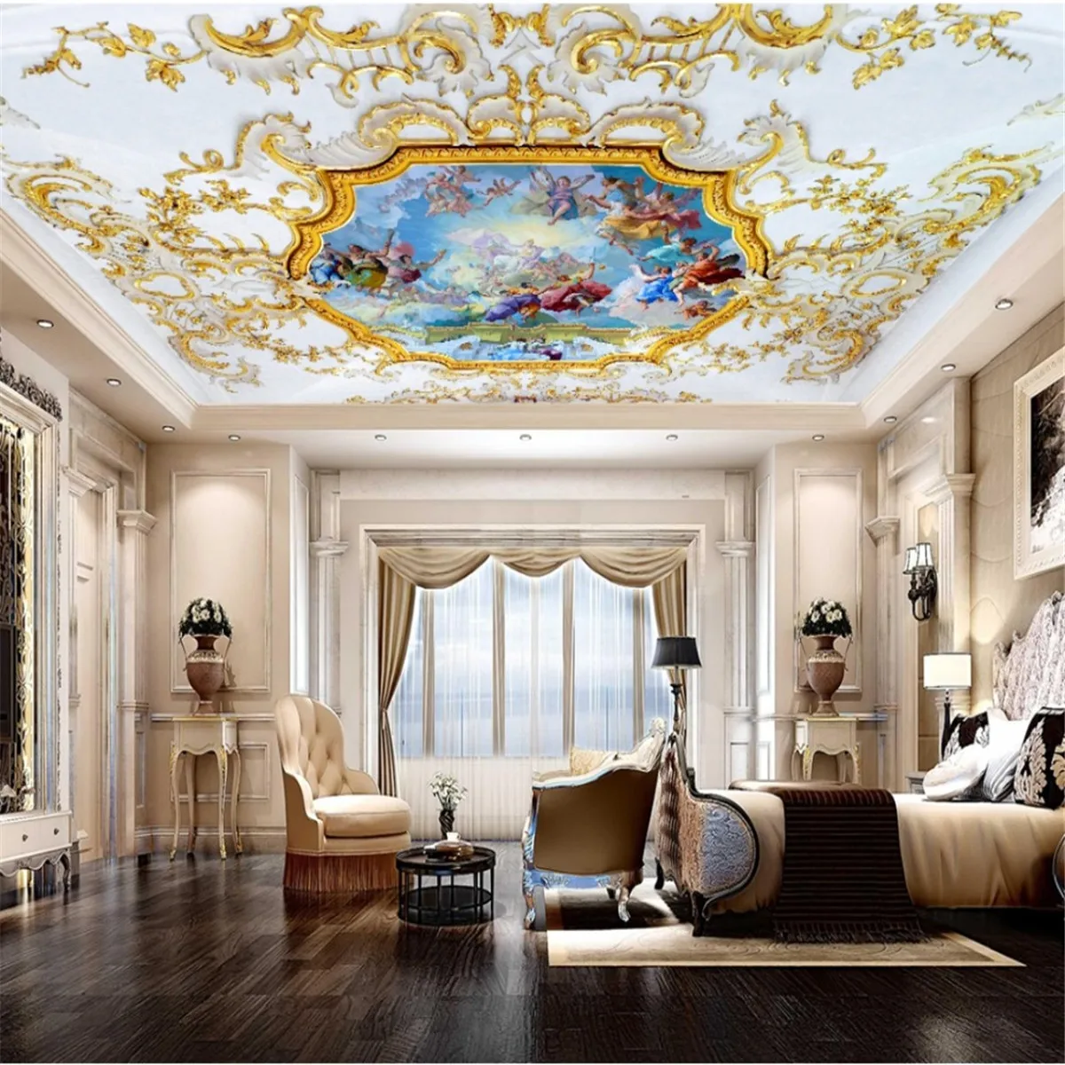 Custom Photo Wallpaper angel Ceiling Mural Living Room Bedroom Hotel Large Mural Wallpaper For Ceiling Decoration