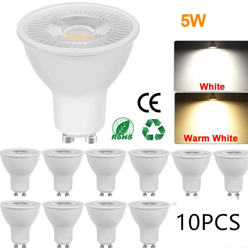 10PCS GU10 5W LED Bulbs Globe Light Spotlight Warm White Down Light Energy Saving Lamps