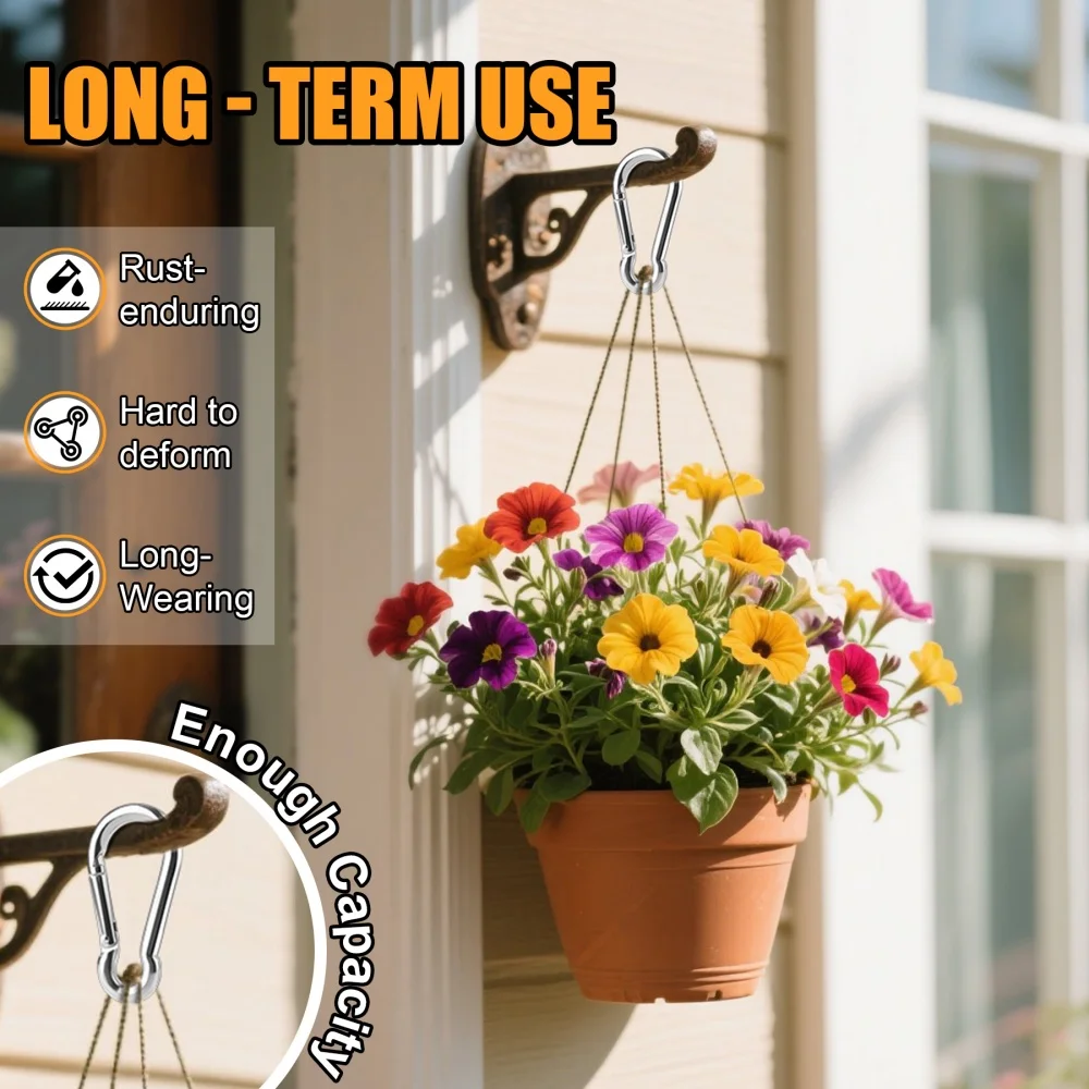 6Pcs/pack 304 Stainless Steel 40-60mm Multifunctional Spring Snap Carabiner Quick Link Lock Ring Hook Jewelry Accessories - view 5