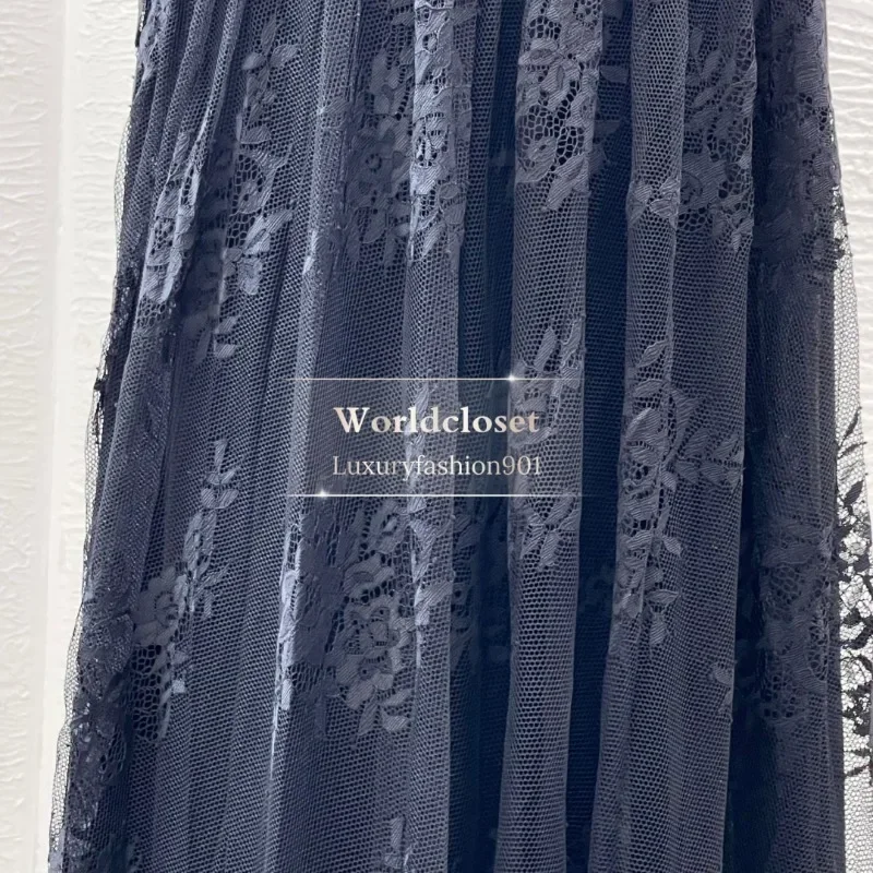 

Black Long Sleeve Tube Top Lace Midi Dress 2025 New Design