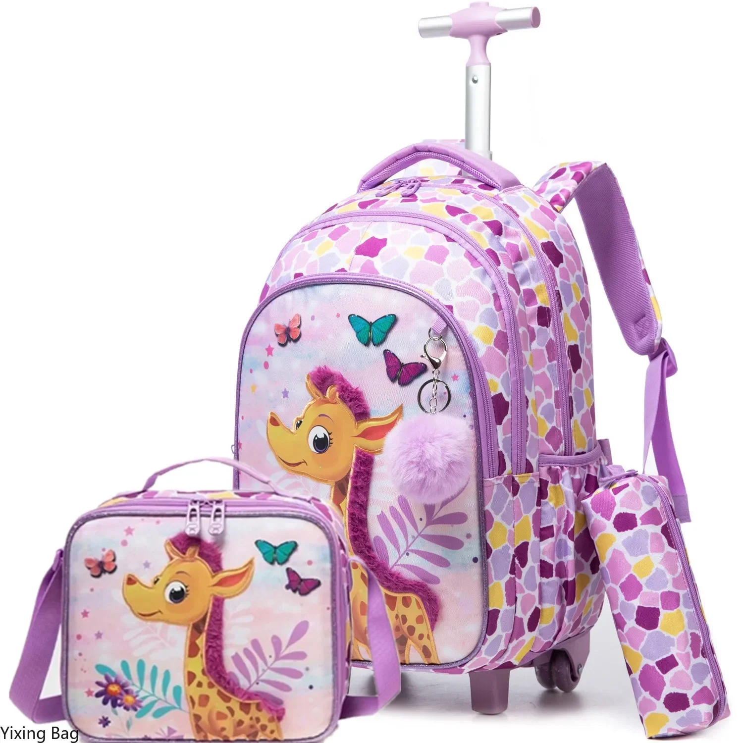 Student Backpack Girls Cute with Wheeld Children School Bags for Kids Trolley Travel Bookbag Elementary Comfortable Breathable