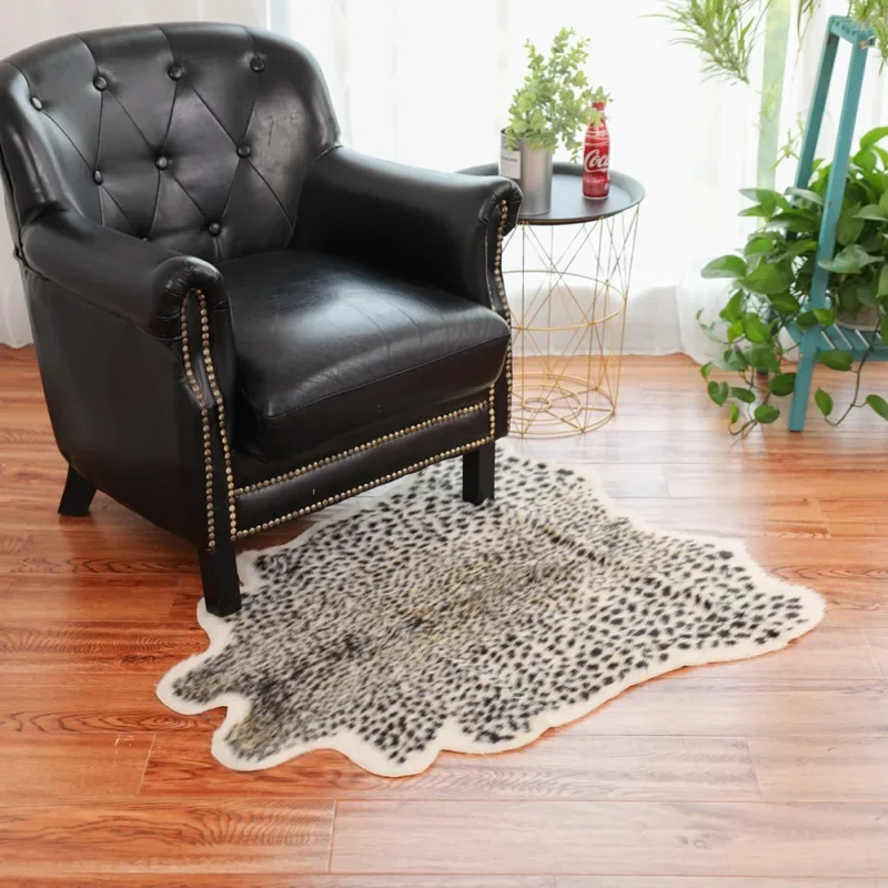 Faux Cowhide Rug Leopard Print Artificial Fur Area Rug Soft Plush Floor Mat Living Room Bedroom Sofa Coffee Table Home Decor