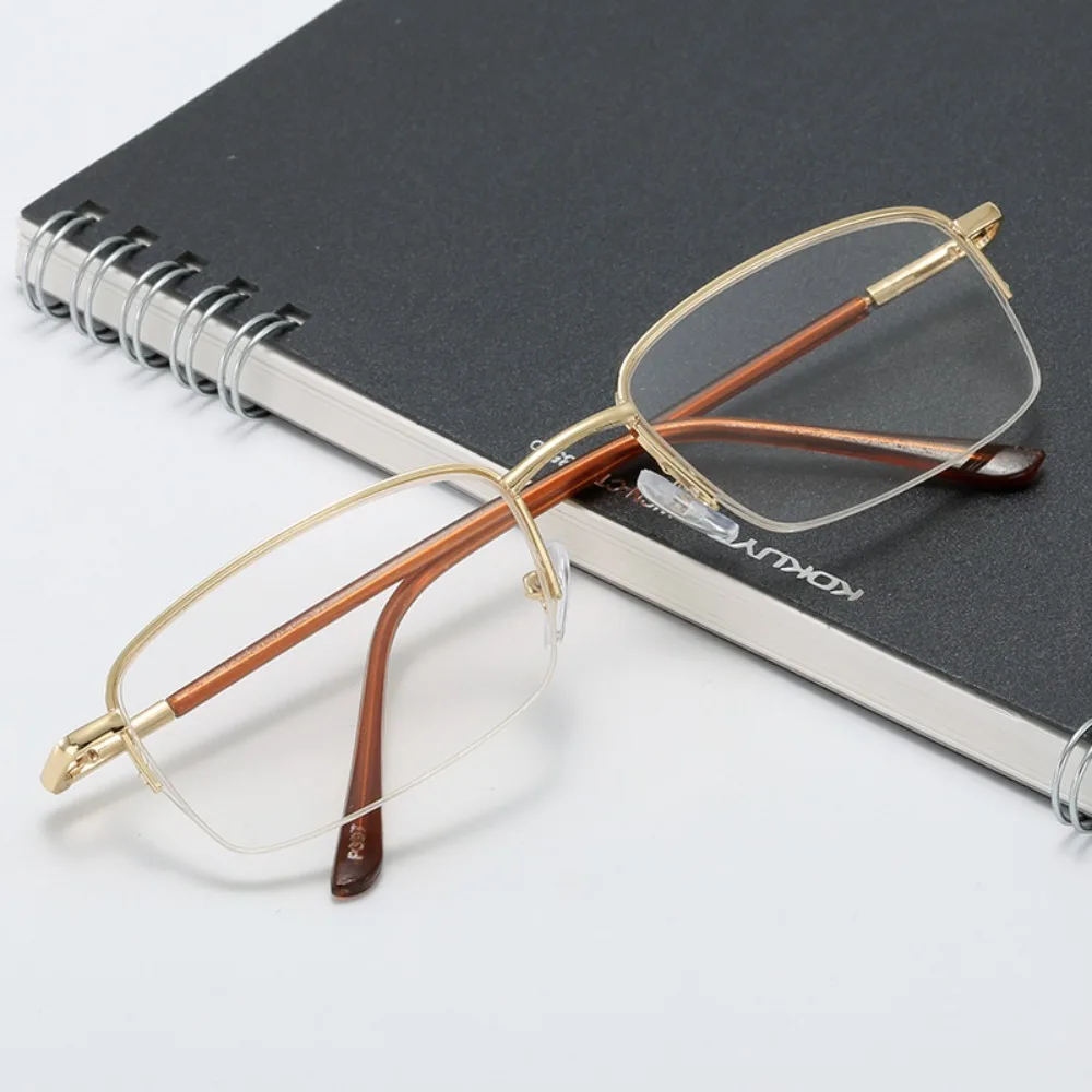

Spectacle Lens Power +50 To +400 Presbyopia Glasses Vision Care Lightweight Farsightedness Reading Glasses Gold Half-frame