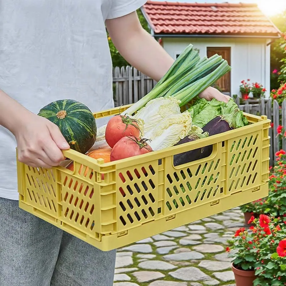 1pcs Portable Plastic Foldable Storage Basket - Stackable Crate For Makeup Jewellery Toys Organizer Box Kitchen Grocery Living