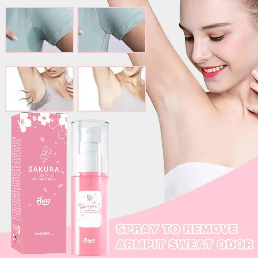 Sakura Body Spray Body Odor Remover Armpit Odor Spray Sweat Odor Control Long-Lasting Fragrance Underarm Deodorant Spray 50ml