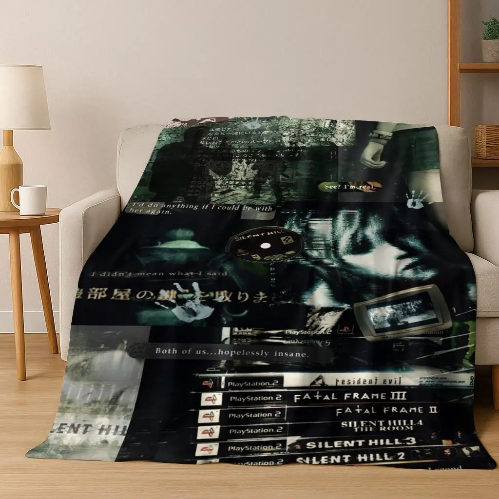Classic Silent Hill Horror Game Movie Art Flannel Blanket,Cozy Soft Throw Blanket for Home Bedroom Bed Sofa Picnic Cover Gift