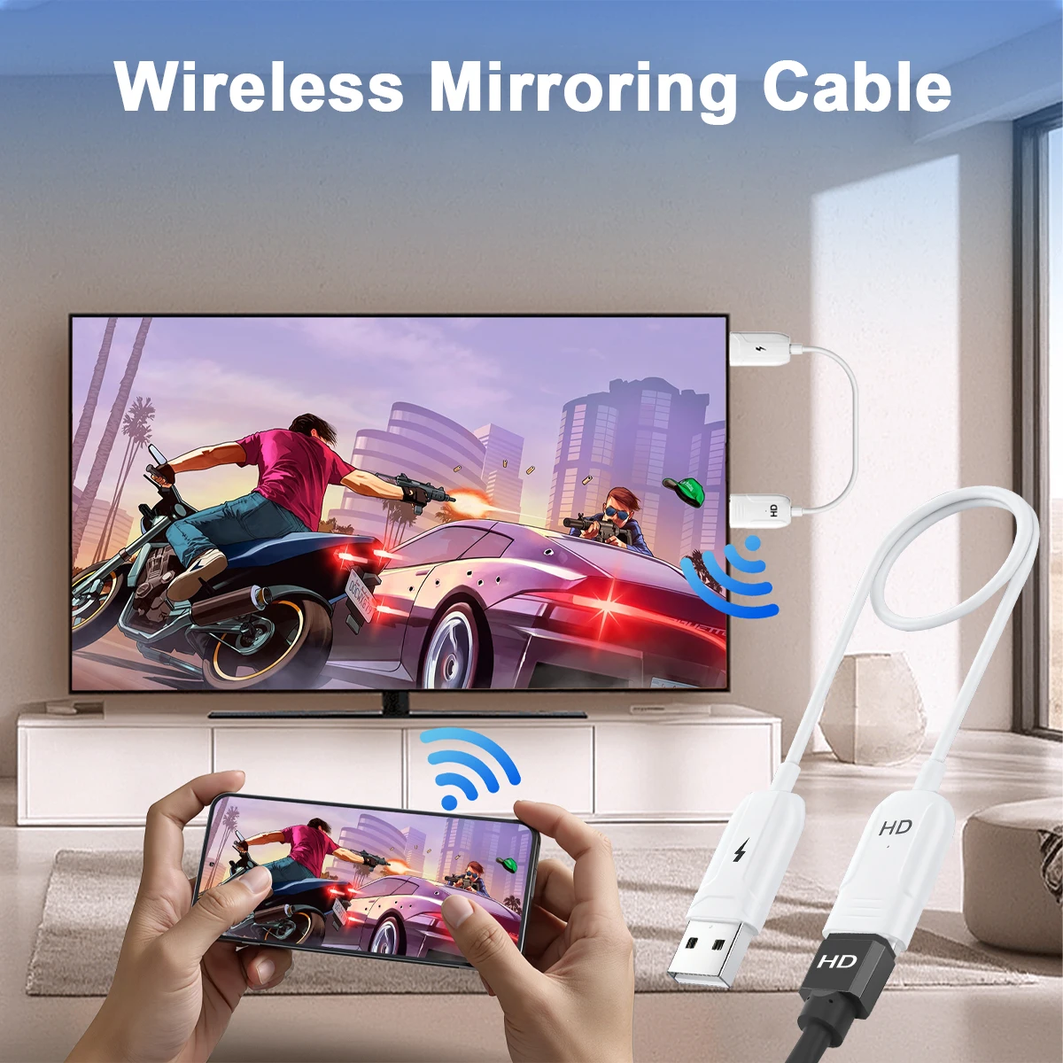 

Wireless HDMI Transmitter and Receiver 1080P Mirroring Wireless HDMI Adapter Computer Video/Audio/Files on the same screen to TV