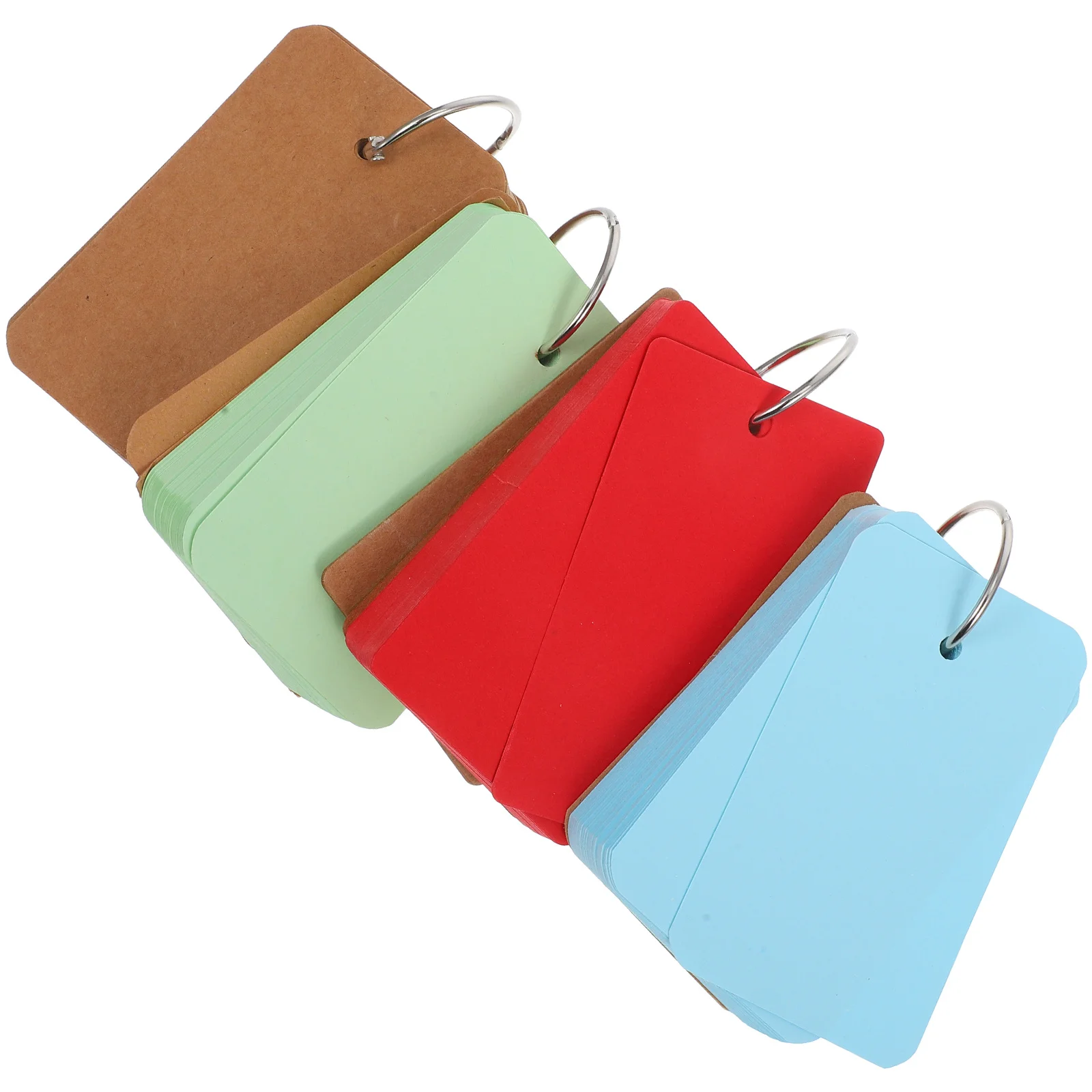 

4Pcs Portable Binder Ring Kraft Paper Flash Cards Easy Notepad Refillable DIY Study Cards School Office Supplies