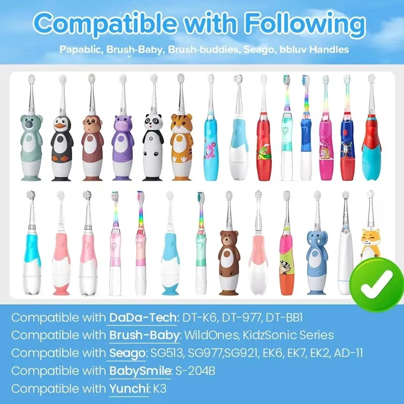 4-10PCS Kid's Replacement Toothbrush Heads For Seago SG977/EK6/EK7/SG513 Electric Toothbrush Soft Bristle Replaceable Brush Head