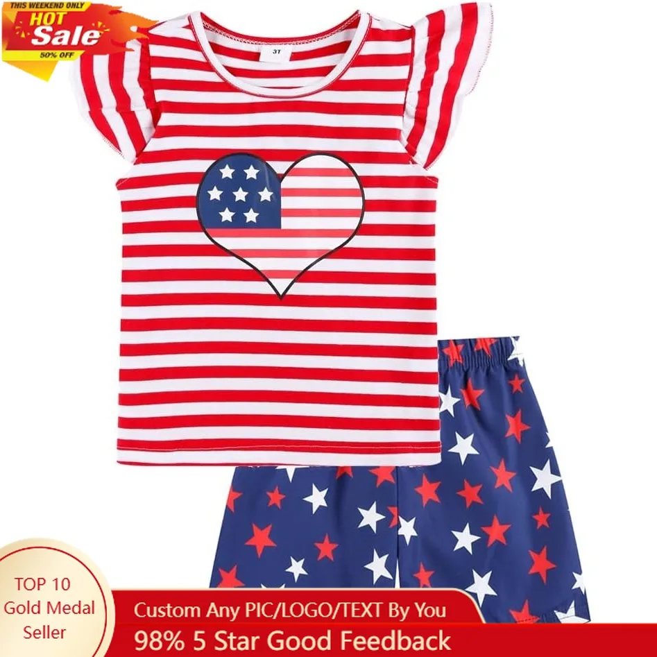 

Popshion Baby Girl Pajamas Short Sleeve Toddler Girls Summer Short Sets Cotton Sleepwear Size 2 to 10 Years