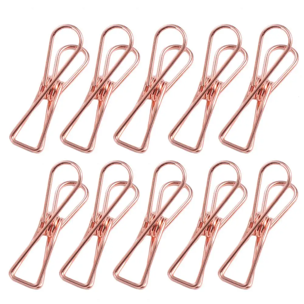 10 Pcs Rose Gold Outdoor Tent Clip Nice-looking Portable Lamp String Fixing Clip Reusable Multifunction Hollow Long Tail Clip