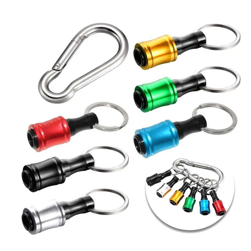 Adapter 6x Screwdriver Bit Holder 1/4 Hex Shank Aluminum Alloy Drill For Double & Single Head Tool W/ Carabiner