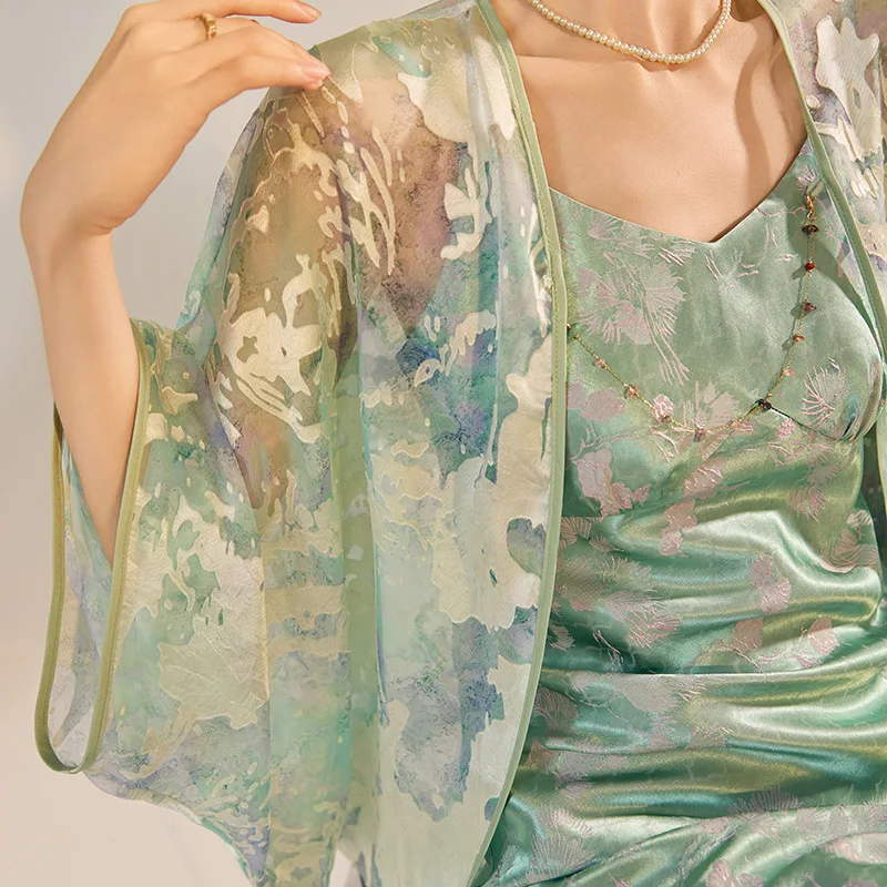 

Summer Perspective Women Kimono Gown Cardigan Haori Yukata Luxury Print Mesh Coat Jacket Shirts Elegant Chinese Style Hanfu Tops