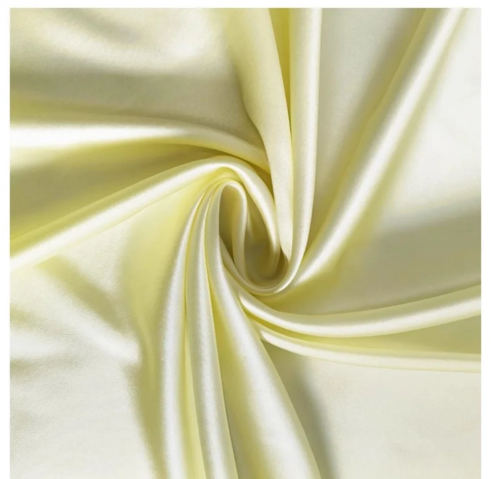 Natural Silk Stretch Satin140cm width 19momme Lycra Silk Fabric Shirt Evening Dress Sewing Material Light Yellow