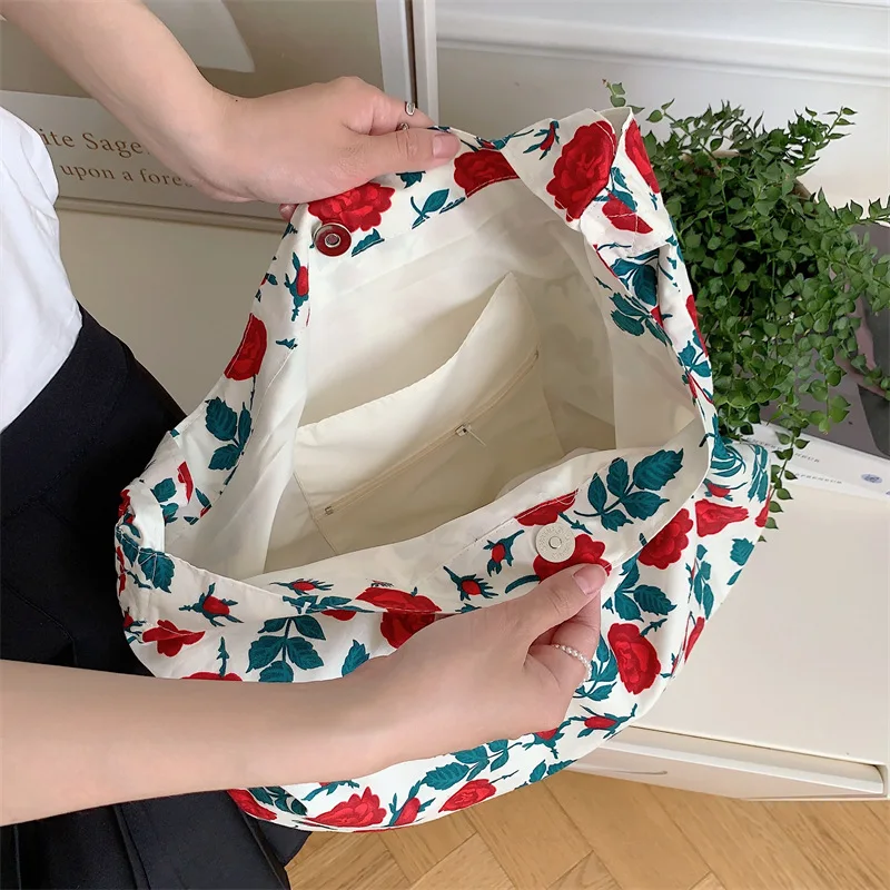 Summer Canvas Bag for Women Shopper Handbags Environmental Storage Reusable Canvas Shoulder Tote Bag school bags girl Gift