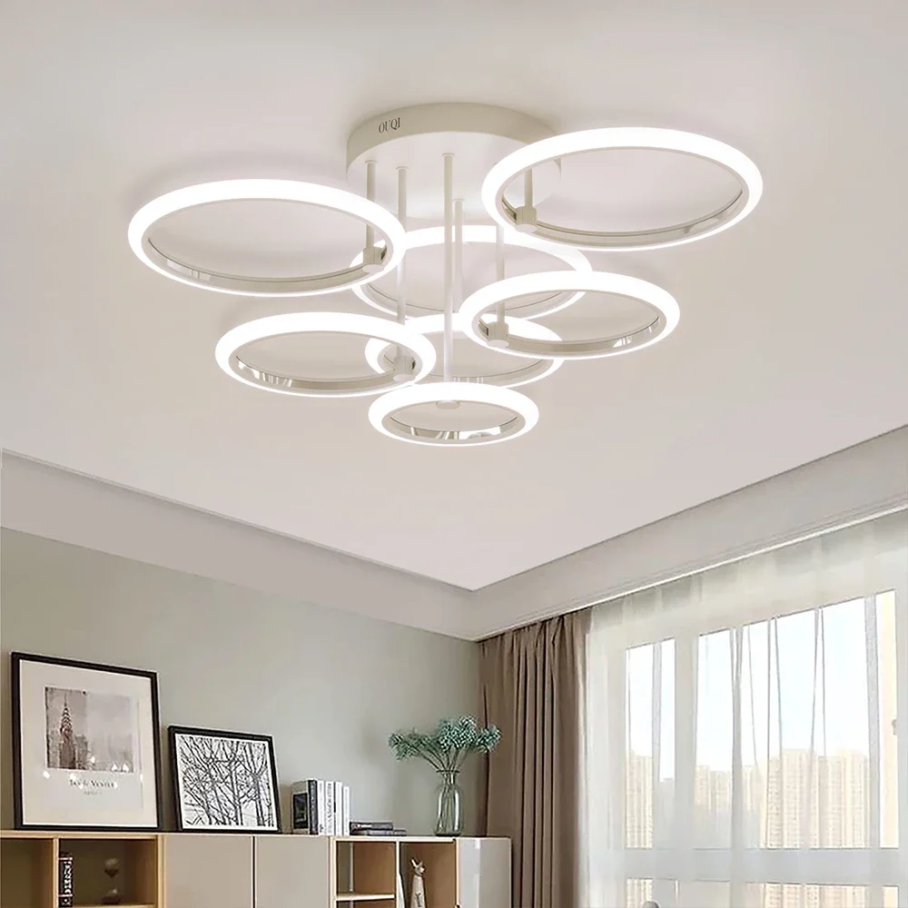 

Led Ceiling Light Chandelier Ring Pendats Lights Square Lamp Dimming Remote Control Indoor Lighting Fixture Bedroom Living Room