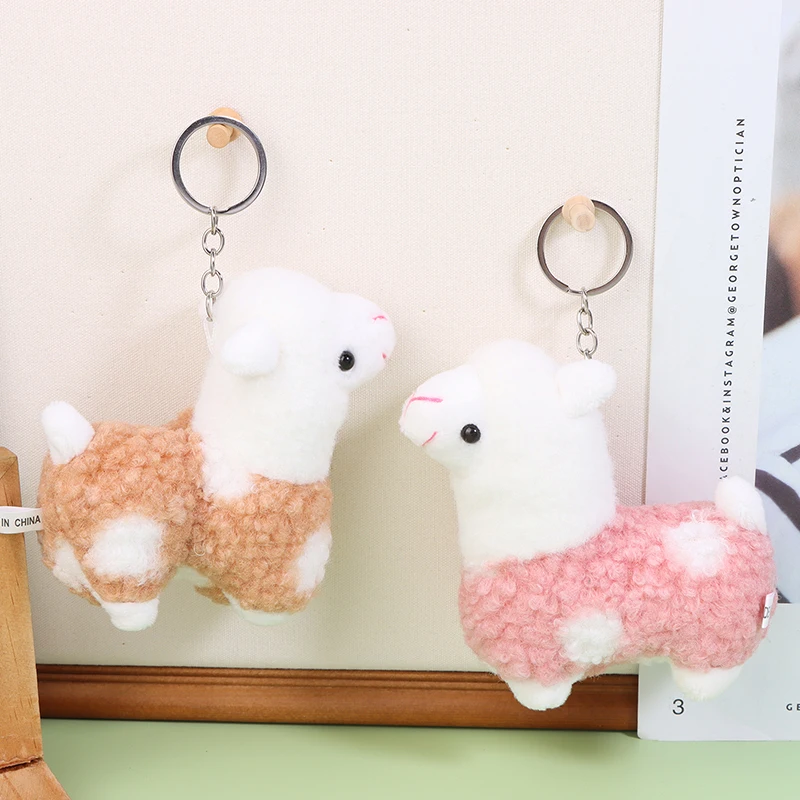 Cartoon Plush Animal Keychain Cute Alpaca Stuffed Plush Doll Pendant Key Chain Multicolor Doll Keyring Bag Decoration Gifts