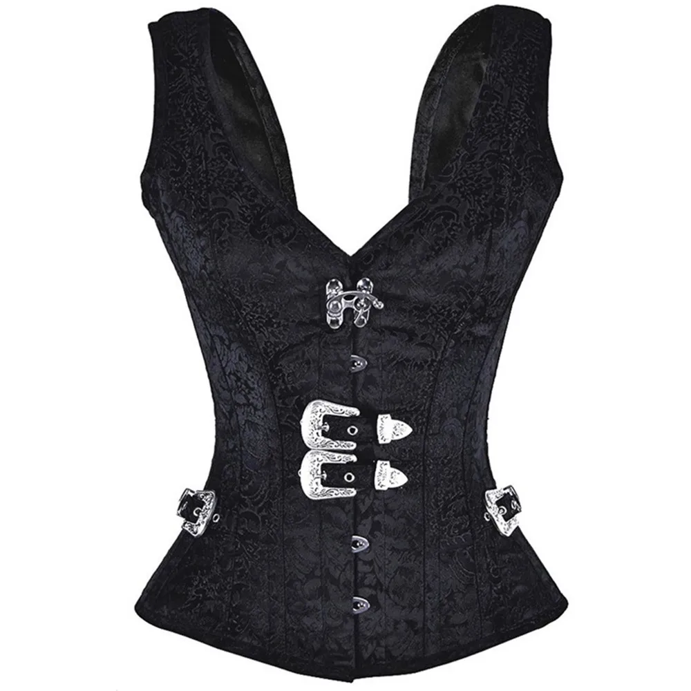 

Steampunk Gothic Corset Vest 12 Steel Boned Waist Trainer Overbust Corsets and Bustiers Corselet Vintage Women Plus Size