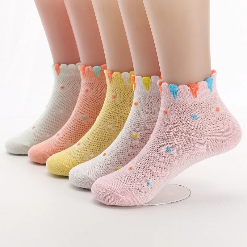 Calcetines cortos de algodón fino para niño y niña, medias de malla para verano, novedad, 3 pares