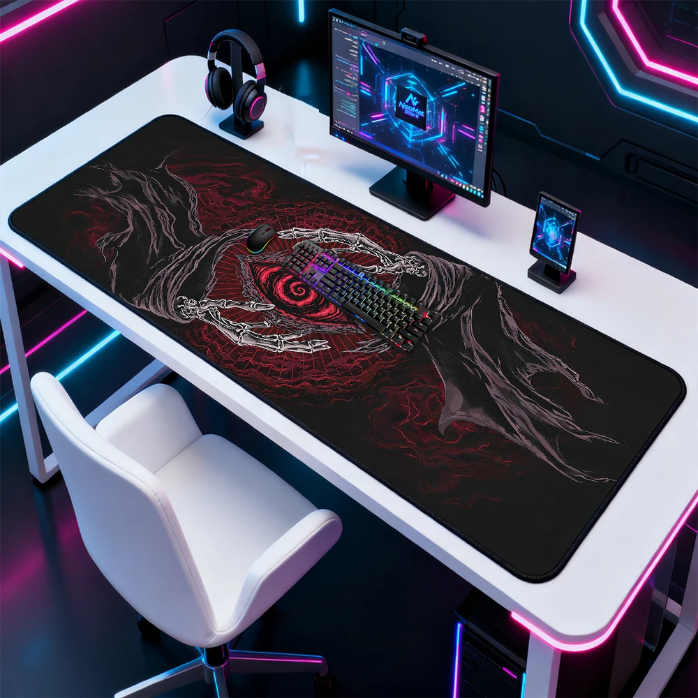 Gothic Mouse Pad Pc Gamer Desk Mat 180x60 Skeleton Eye Hands Red Gaming Mousepad Dark Nonslip Decor Full Desk Mousepads Pc