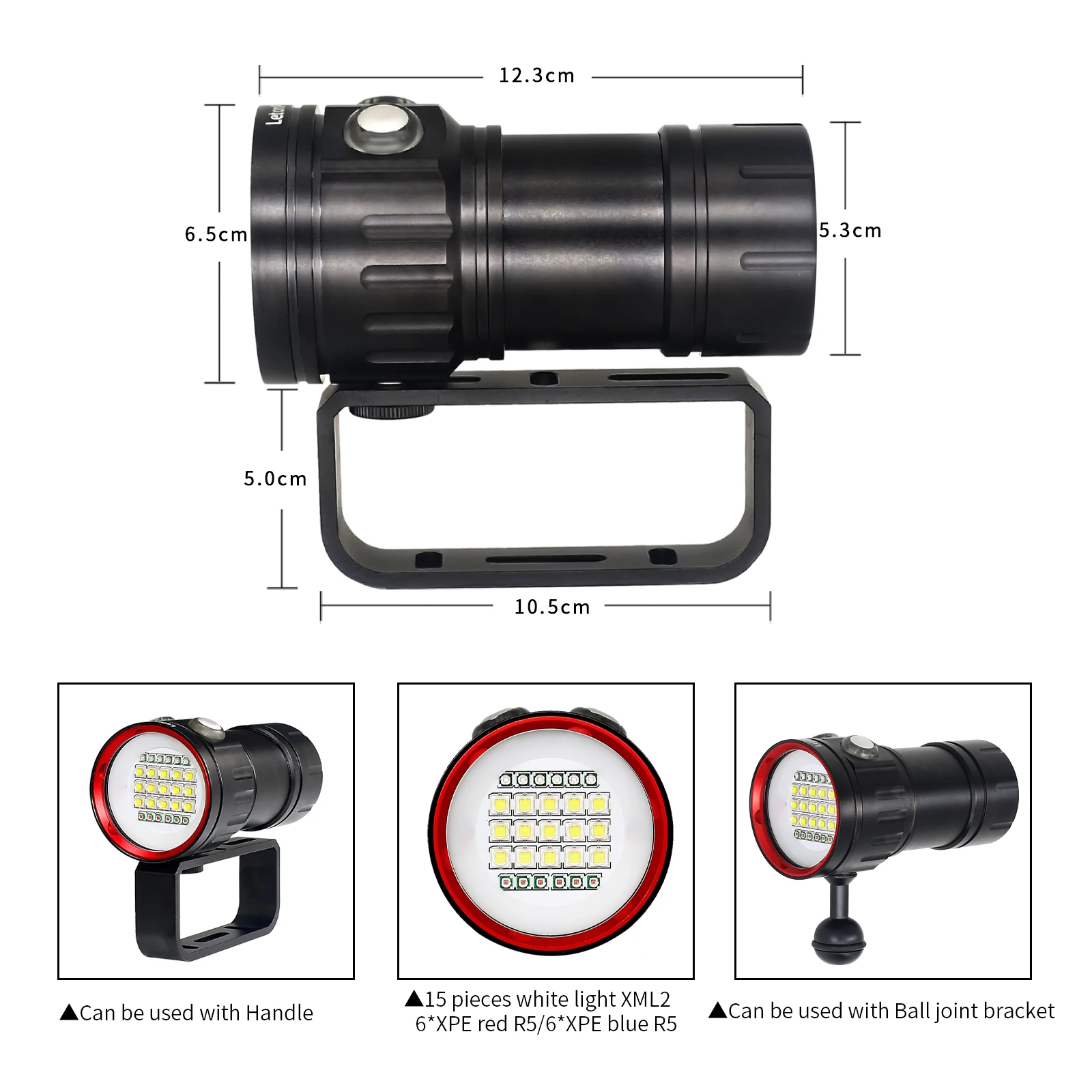 Imagem -06 - Luz Subaquática de Fotografia Led Lâmpada de Destaque Profissional 20000lumens Lanterna Mergulho 100m Impermeável Vídeo Câmera Tocha 27