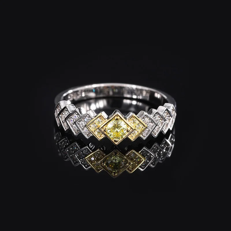 

Jewelry Hot Sale S925 Full Silver Hot Sale Yellow Diamond Inlaid Ring Daily Style Ring