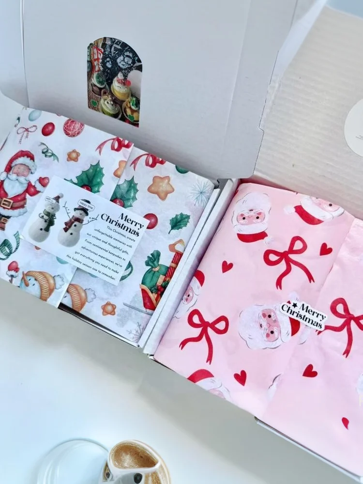 [YU]10개 크리스마스 티슈 포장지 생일 선물 포장지 축제 공예 포장지 크리스마스용