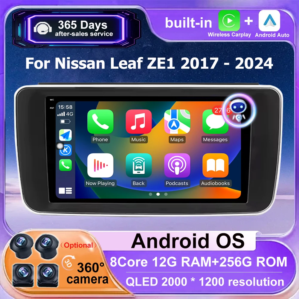 

Android 16 Auto For Nissan Leaf ZE1 2017-2024 Car Radio Multimedia Video Player GPS Navigation Wireless Carplay 4G Bluetooth DSP