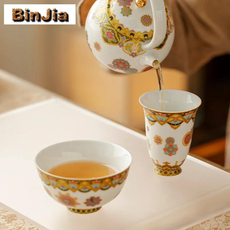 2 قطعة/مجموعة لون المينا فنجان الشاي الجمالية وعاء الشاي أكواب واحدة الشاي تذوق العطر كوب Jianzhan ماستر أكواب أدوات المائدة الديكور