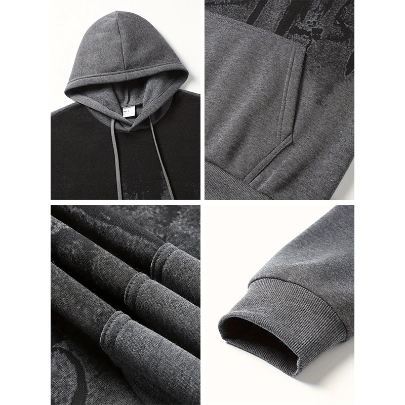 2025, urbane Mode, Hoodies, Sportbekleidung, Herren-Set, Kapuzenpullover, Jogginghose, Herbst und Winter, männlich, täglich, lässig, Sport, Jogger-Anzug – Detail 3