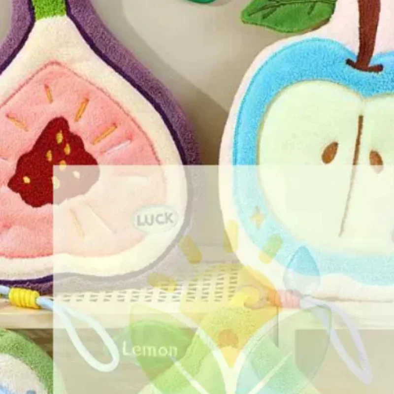 Cute Fruit Shaped Coral Fleece Hanging Hand Towels Strong Water Absorption
