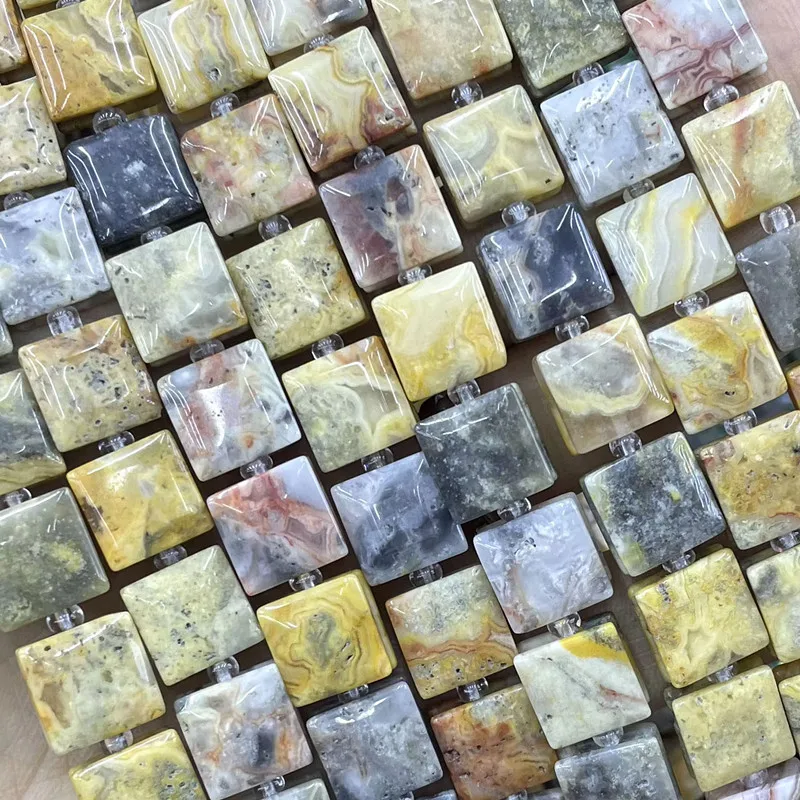 10MM Naturstein Flache Würfel Crazy Agate Lose Zwischenperlen für Schmuckherstellung, Charme, DIY Armband, Halsketten-Zubehör 7,5 – Detail 1