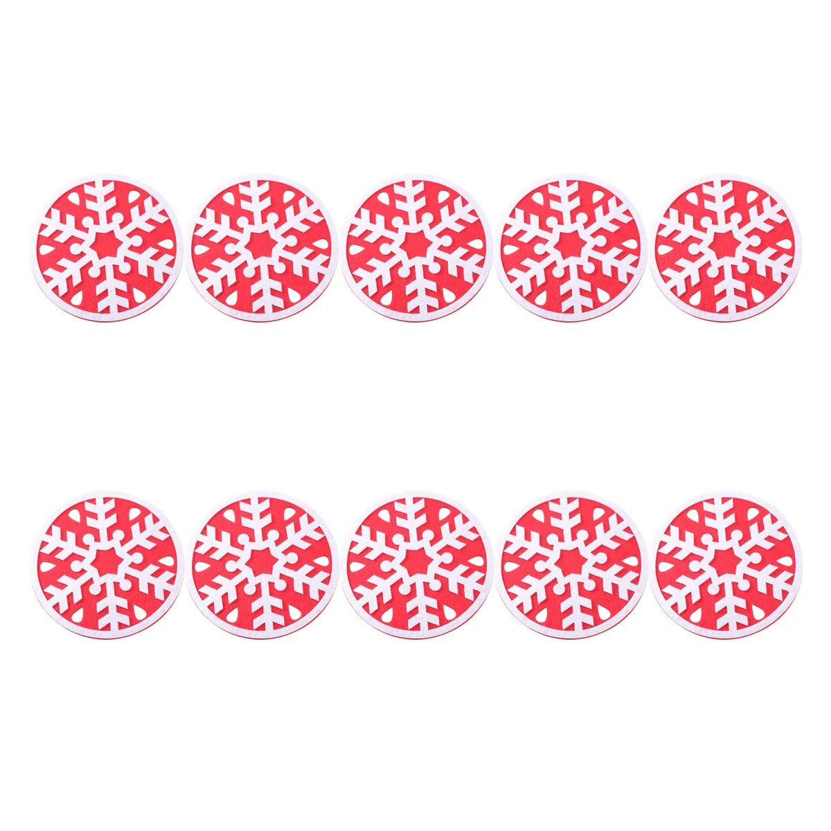 

10 Pcs Snow Coaster Felt Fabric Table Placemat Cup Coasters Drink Round Drinks Christmas Themed