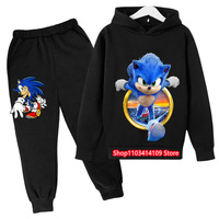 New Boy Clothes Girls Sonic Hoodie Set Kids 2Pcs Sets Spring Autumn Toddler Cartoon Hooded +Pants Tracksuit Girls Clothes