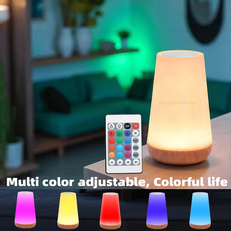 Nachtlicht mit 13 Farbwechseln, Fernbedienung, Touch-USB, wiederaufladbar, RGB-Nachtlampe, dimmbare Lampe, tragbare Tisch-Nachttischlampe