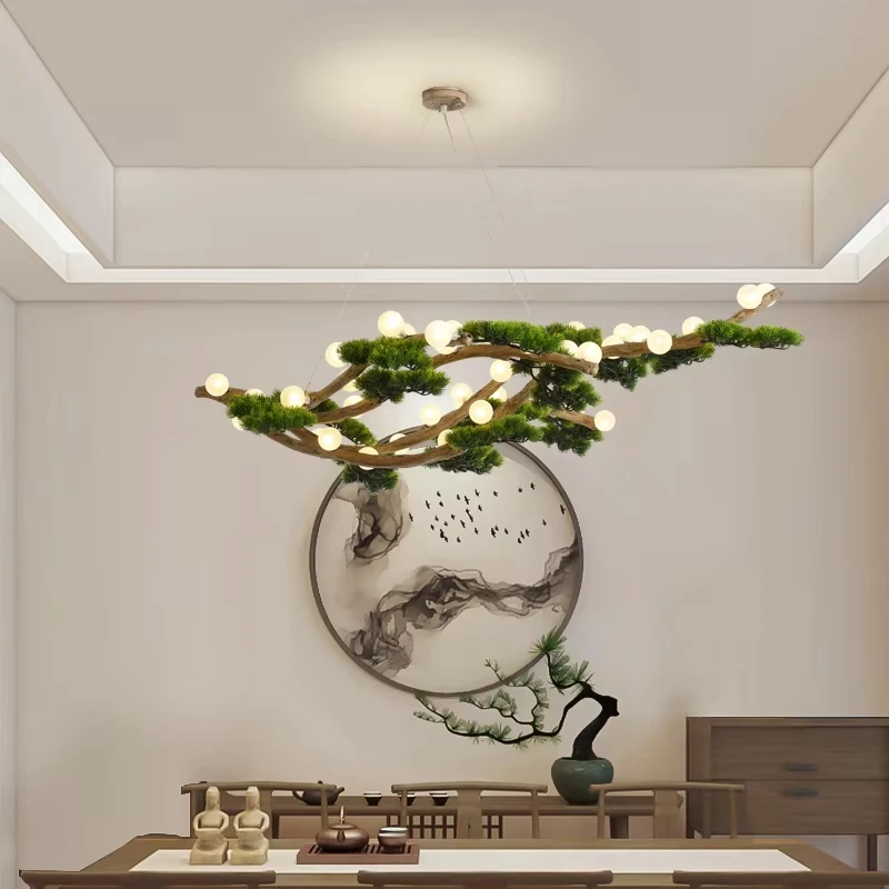 Rustic Tree Branch Glass Bubble Chandelier Lighting Bar Retro Dining Room Hanging Lamp Vintage Home Decor Pendant Light Fixtures