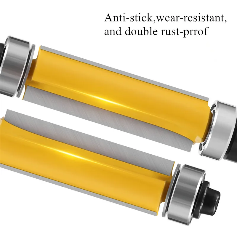 Flush Trim Router Bit with Top and Bottom Bearing 1‑1/2inch H * 1/4inch Shank Woodworking Tool