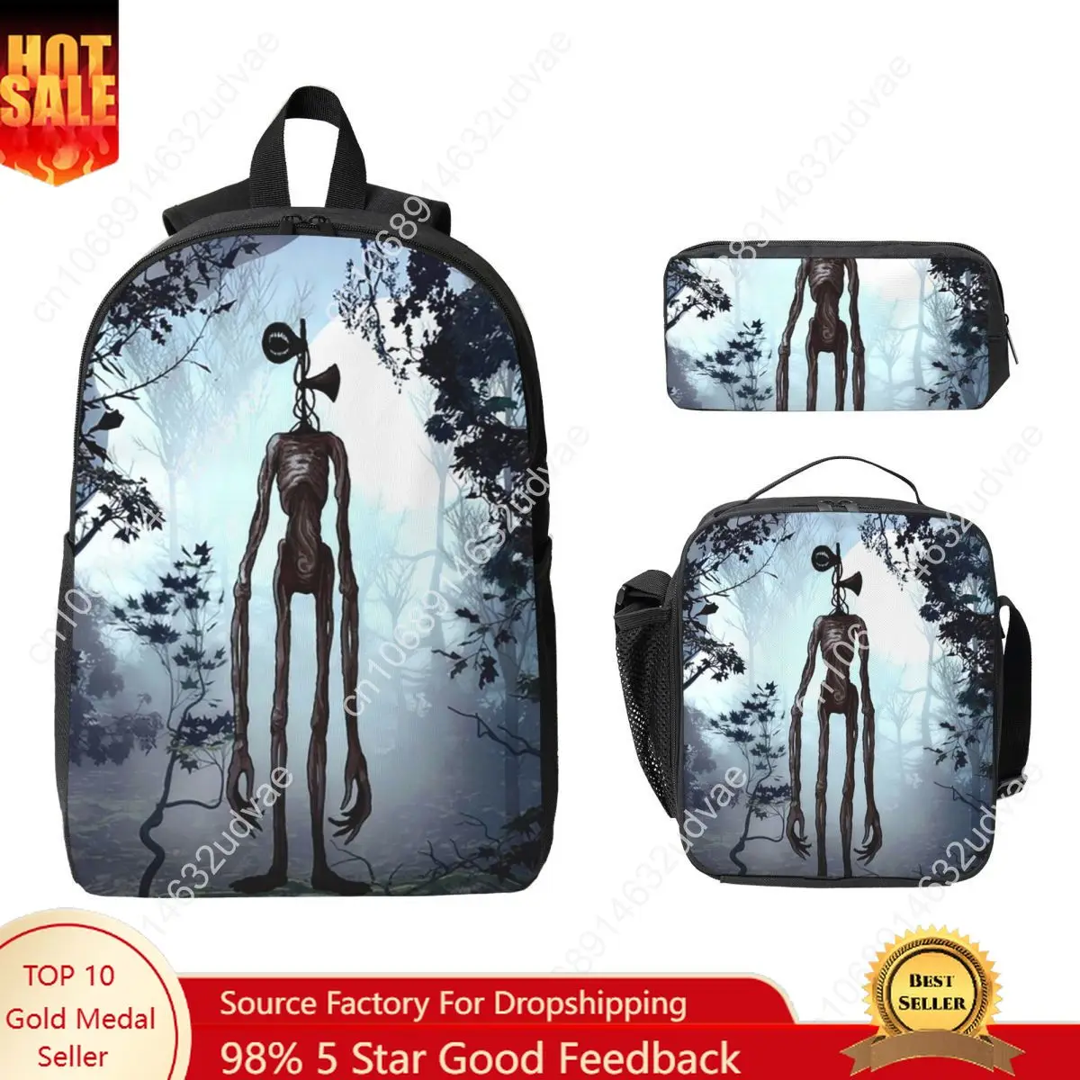 

Siren Head In Dark Forest Backpack Student Boy Girl BookBag School Bag Laptop Shoulder Bags 3ps Insulated Lunch Bag Pencil Case