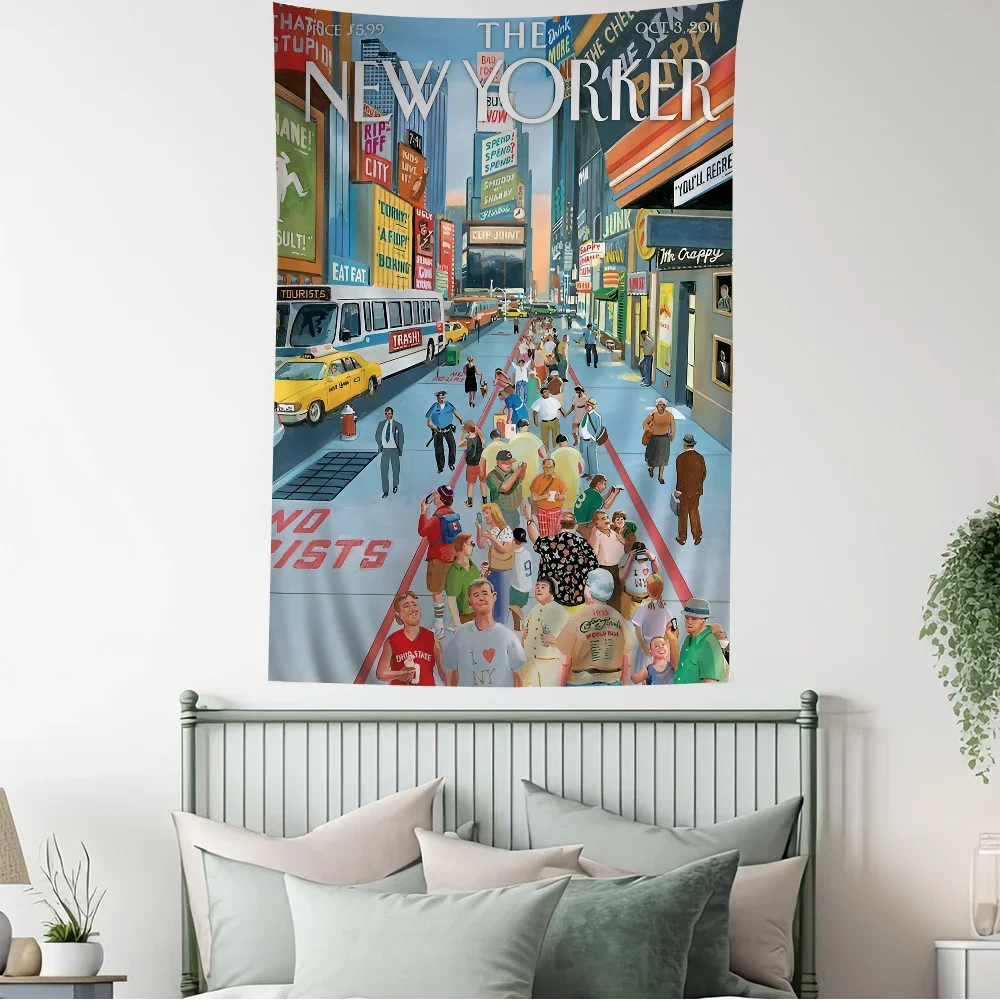 New Yorker Printed Large Wall Tapestry Art Science Fiction Room Home Decor Decor Blanket