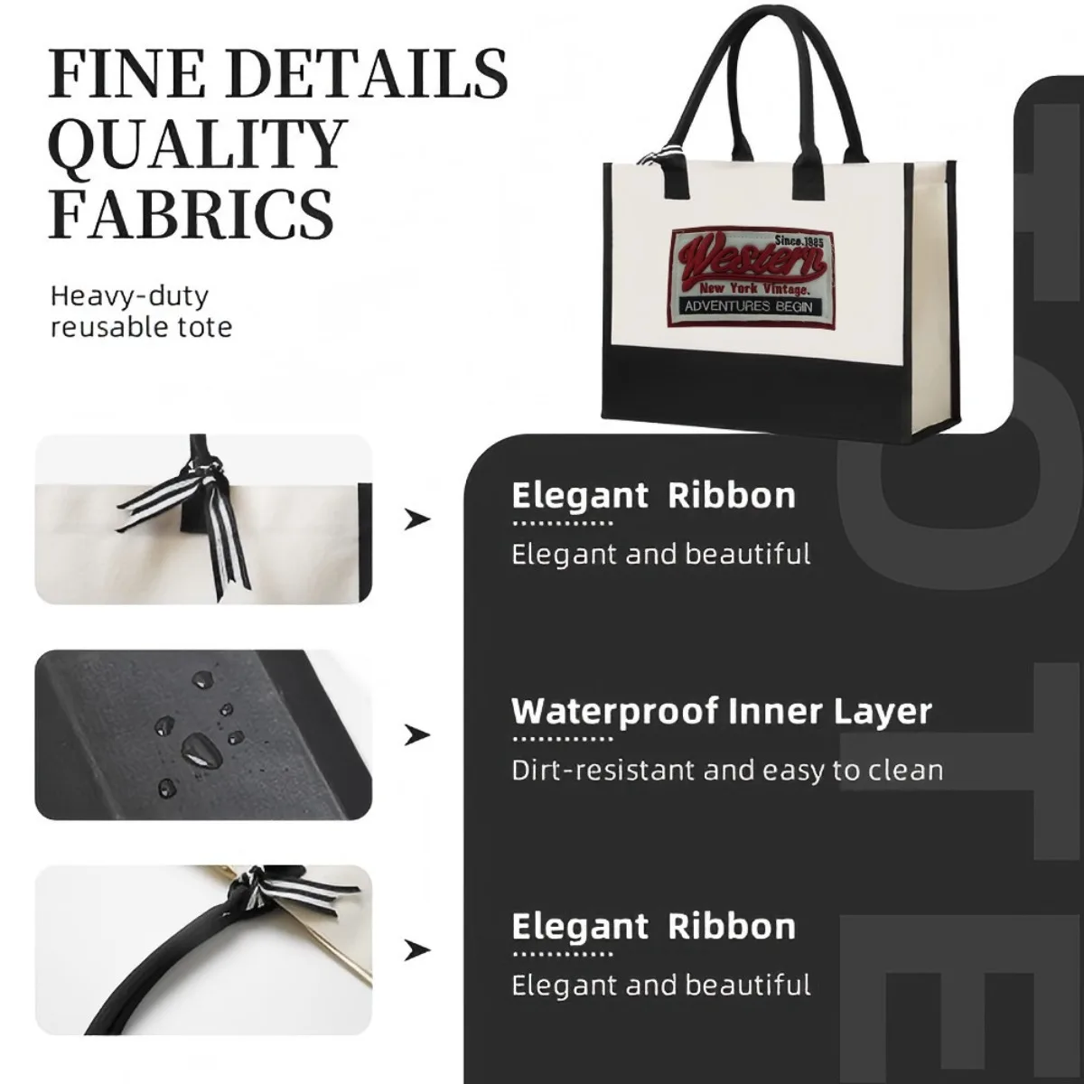 غرب نيويورك خمر 2026 جديد وصول موضة عملية واسعة قابلة لإعادة الاستخدام حمل حقيبة نمط طباعة 2 لهجة الثقيلة كبيرة Sho