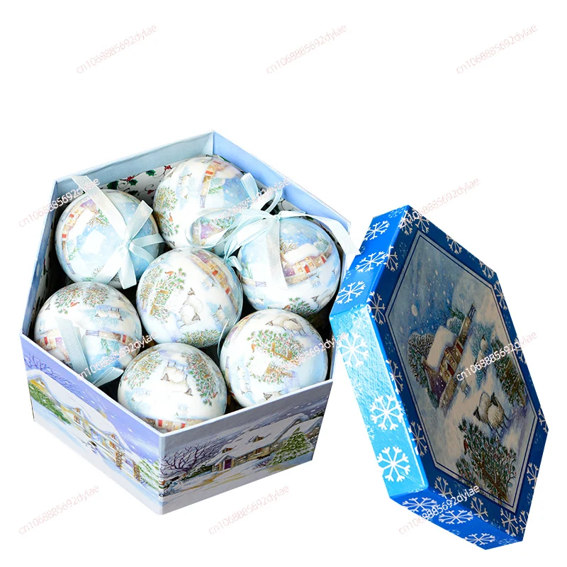 Christmas Tree Ornaments Stickers Christmas Balls Painted Balls Room Wall Decoration Pendant Balls 14 Gift Boxes