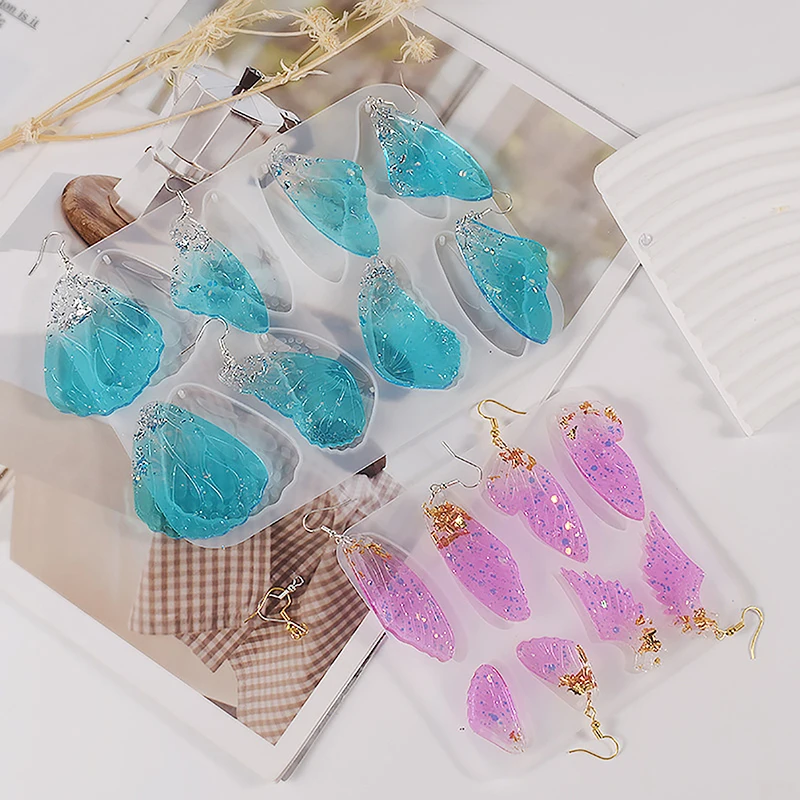 DIY Butterfly Wing Earrings Pendant Silicone Molds With Hole Jewelry Keychain Necklace Charms Ornament Epoxy Resin Casting Mould