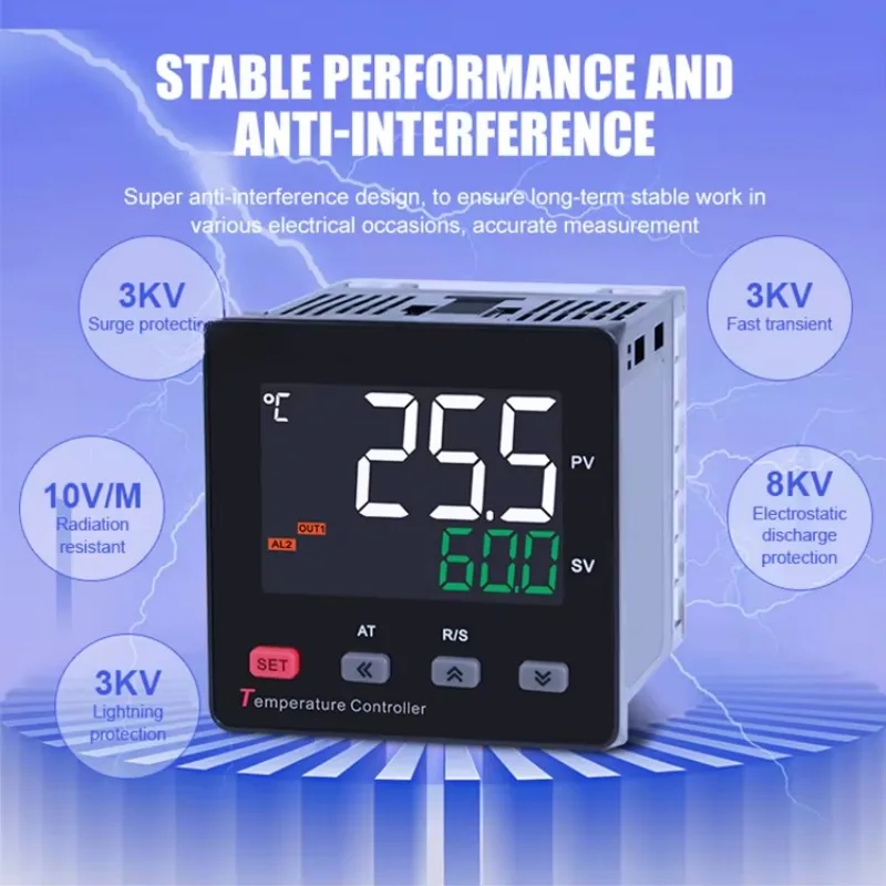 Layar LCD PID Pengontrol Suhu Penyetelan Otomatis Indikator Suhu Digital