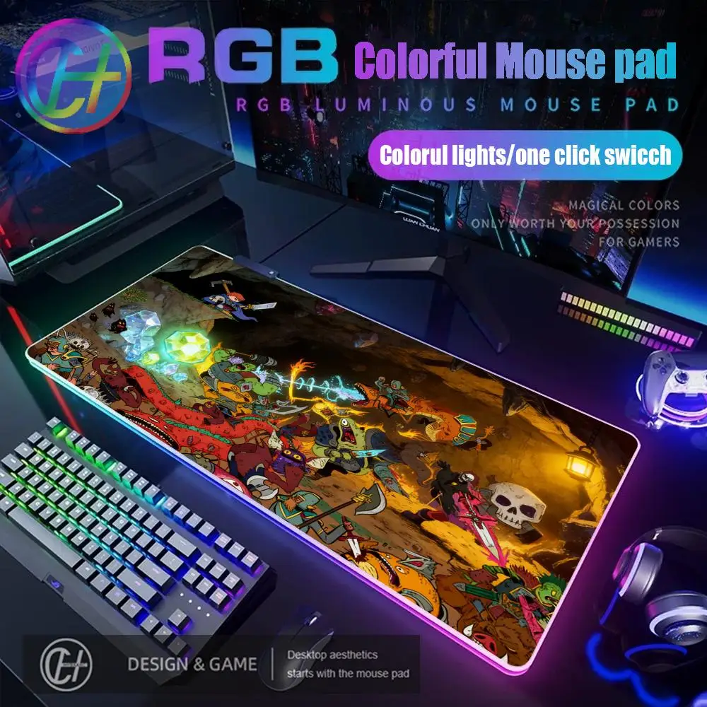 RGB Psychedelic Adventure Design Mouse Pad Card Game Mat Large Computer OfficeHYBXAXC XXL Non-slip for Cards Trading Desk Mats