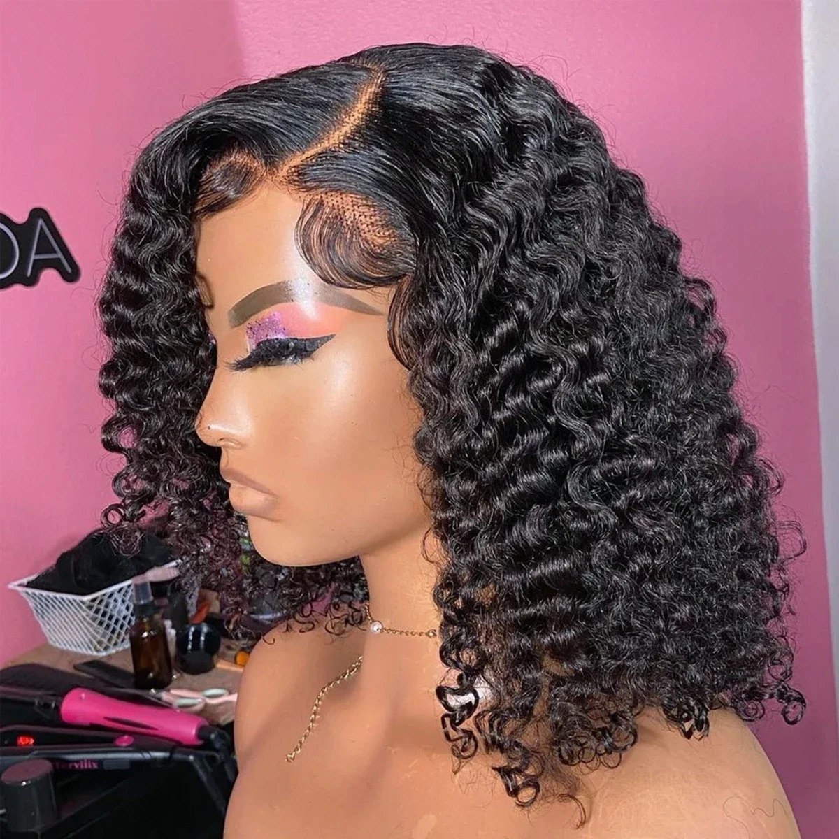 

Silkwave Short Curly Bob Human Hair Wigs 100% Black Deep Wave 13x4 HD Lace Transparent Lace Frontal Wigs For Women Brazilian