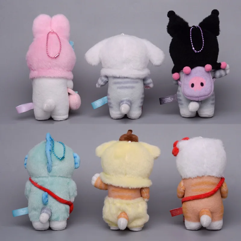 13/18 ซม.Shark Cat Series Kuromi My Melody Cinnamoroll ตุ๊กตาแมวของเล่นตกแต่งกระเป๋าจี้พวงกุญแจเด็กของขวัญวันเกิด