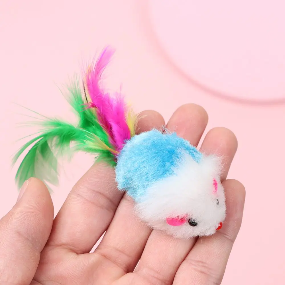 10Pcs/Set Cat Mouse Toys Mice Toy Rattle Interactive for Indoor Cats and Kittens Assorted Color Catnip Toys with Fea