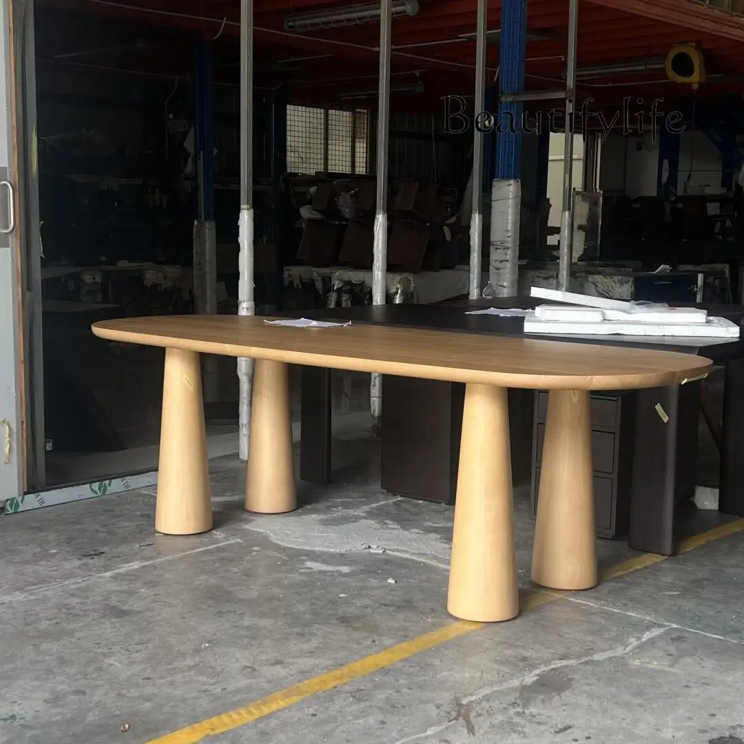 

Solid wood dining table designer ash wood Italian minimalist desk creative light luxury simple fashion