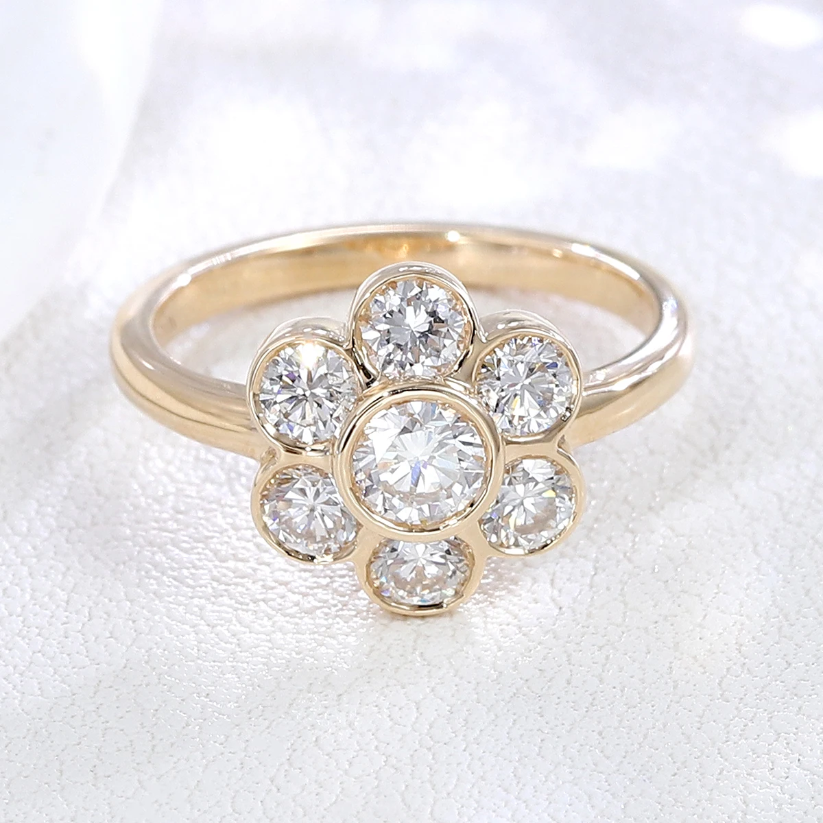 Provence Jewelry 10K Yellow Gold DEF Lab Diamond Ring Round cut For Women Wedding Anniversary Birthday Gift and Lady Daily Wear view 4