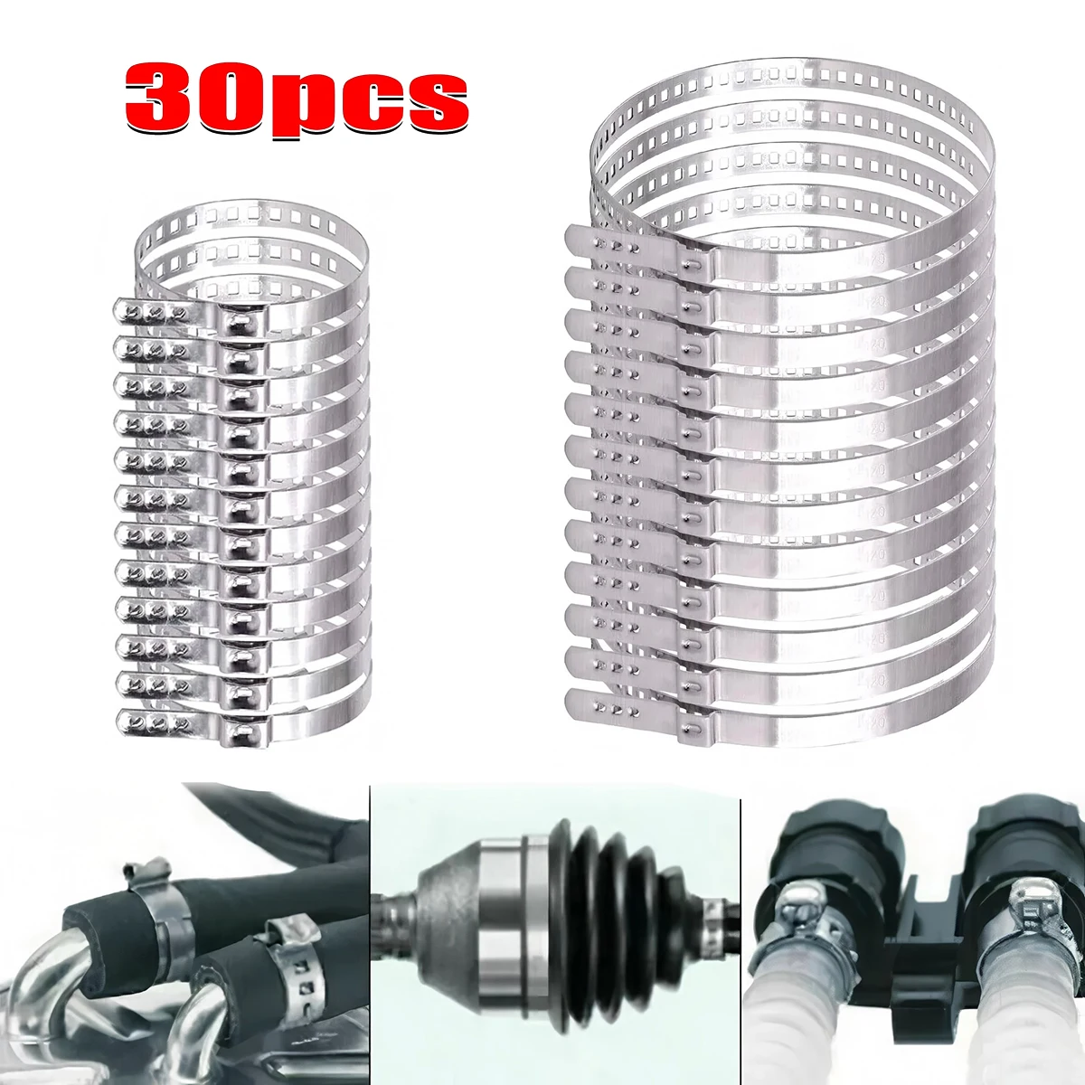 

30Pcs Car CV Boot Clamp Adjustable Stainless Steel Drive Shaft Axle Joint Clip 20-50mm Drive Shaft CV Boot Clamps